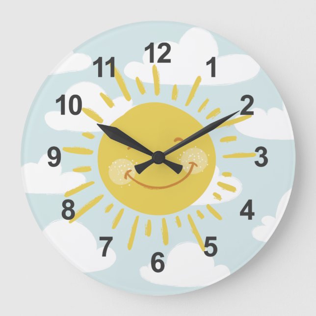 Reloj Redondo Grande Cute Happy Sun Large Clock (Anverso)
