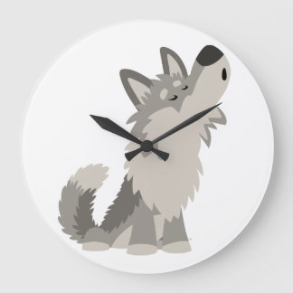 Reloj Redondo Grande Cute Howling Personalizado Wolf Wall Clock