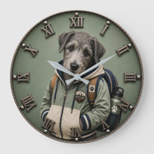 Reloj Redondo Grande Cute Irish Wolfhound Puppy
