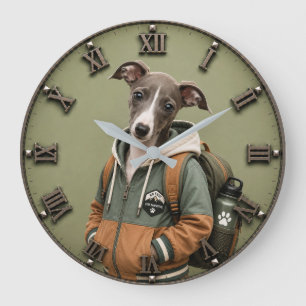 Reloj Redondo Grande Cute Italian Greyhound Puppy