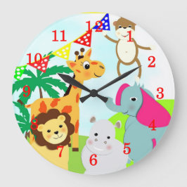 Reloj Redondo Grande Cute Jungle Animals Kids Clock