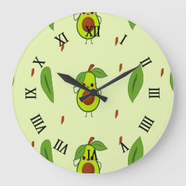 Reloj Redondo Grande Cute kawaii avocado