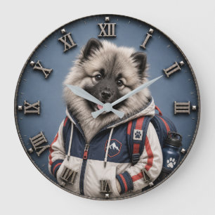 Reloj Redondo Grande Cute Keeshond Puppy