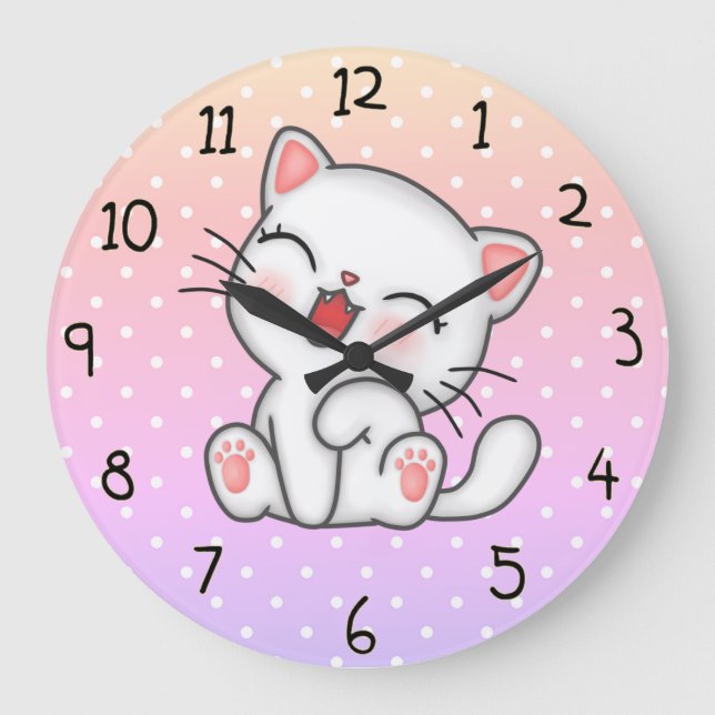 Reloj Redondo Grande Cute Kitten (Anverso)