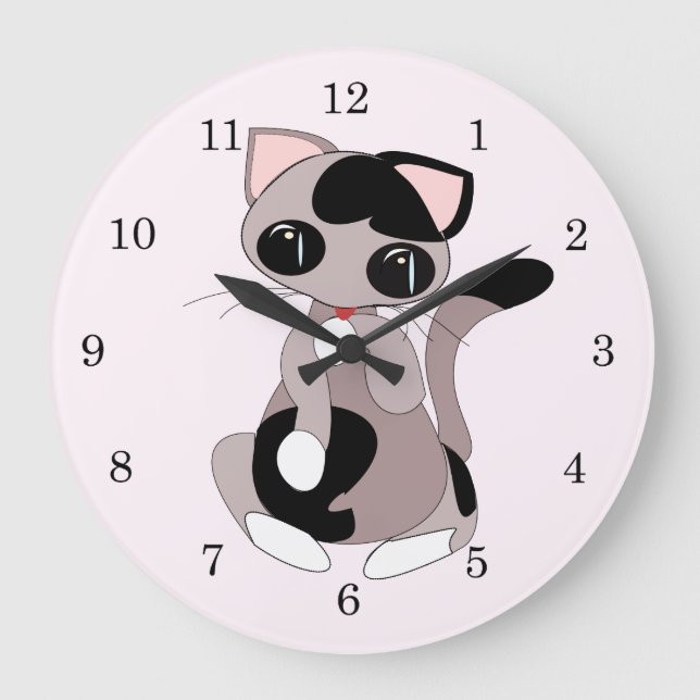 Reloj Redondo Grande Cute Kitty (Anverso)