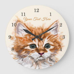 Reloj Redondo Grande Cute Kitty - Dulce - Agrega tu texto / nombre