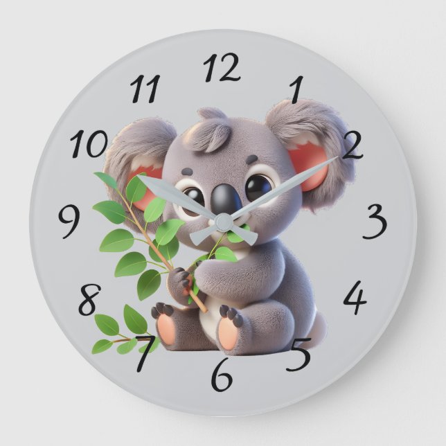 Reloj Redondo Grande Cute Koala Bear (Anverso)