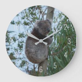Reloj Redondo Grande Cute Koala escalando en un árbol Australia