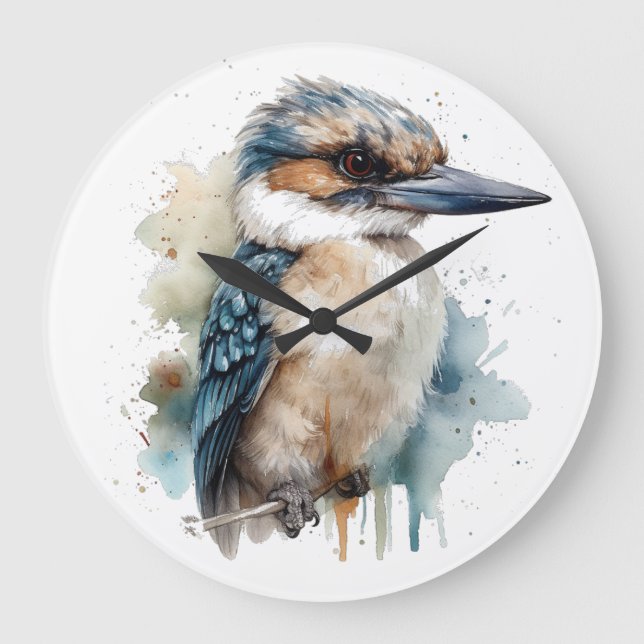 Reloj Redondo Grande Cute Kookaburra en una sucursal (Anverso)