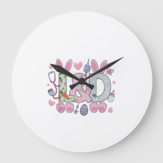 Reloj Redondo Grande Cute L&D Enfermera de Parto y Sala de Partos Conej