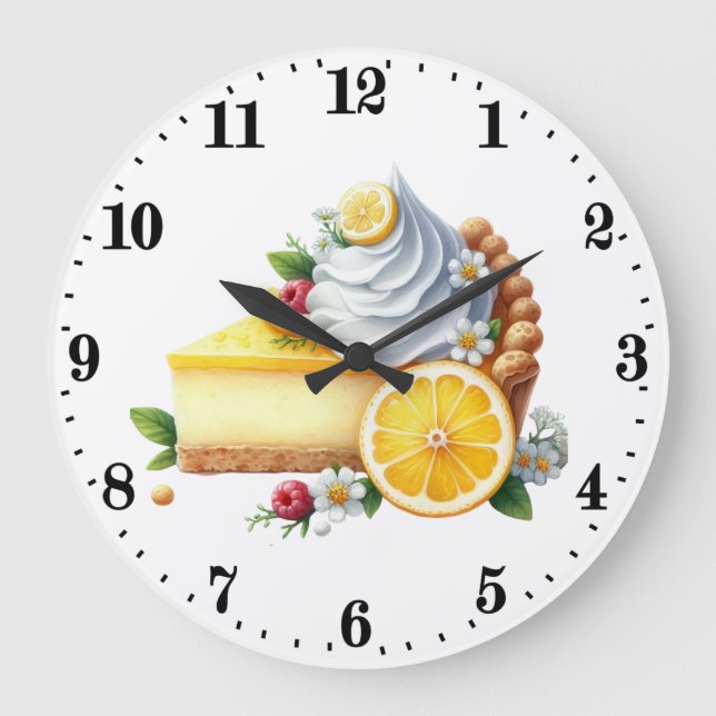 Reloj Redondo Grande Cute lemon pie lovers kitchen  (Anverso)