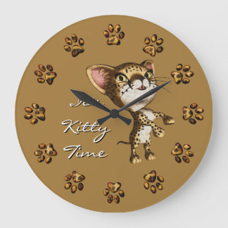 Reloj Redondo Grande Cute Little Cheetah Print Bengal Kitty Kitten Cat