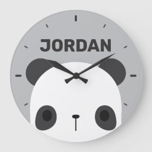 Reloj Redondo Grande Cute Little Panda Bear with Personalized Name Larg