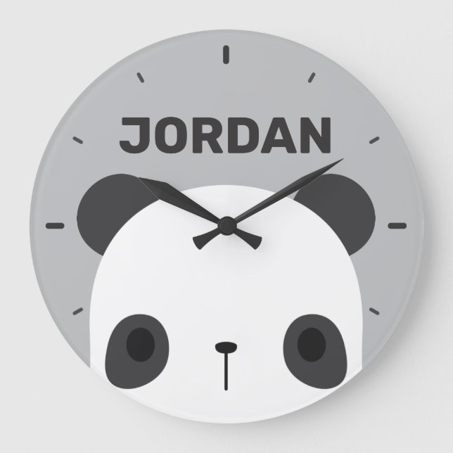Reloj Redondo Grande Cute Little Panda Bear with Personalized Name Larg (Anverso)