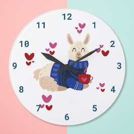 Reloj Redondo Grande Cute llama amor