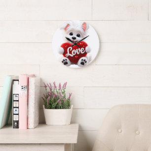 Reloj Redondo Grande Cute Love Puppy Baby Desig