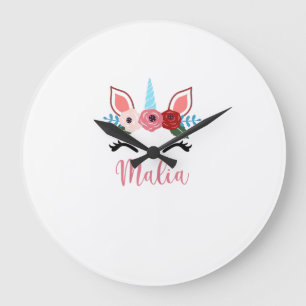 Reloj Redondo Grande Cute Malia Mágico Unicornio Floral Para Niñas Cami