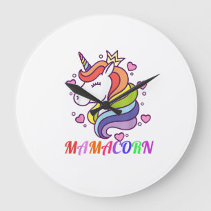 Reloj Redondo Grande Cute Mamacorn Unicorn Mom Outfit de Cumpleaños Arc
