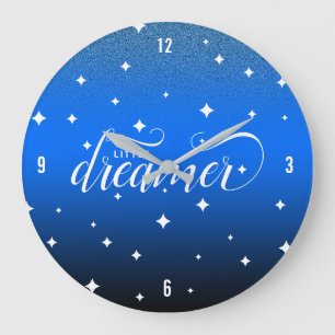 Reloj Redondo Grande Cute Ombre Midnight Blue Starry Little Dreamer