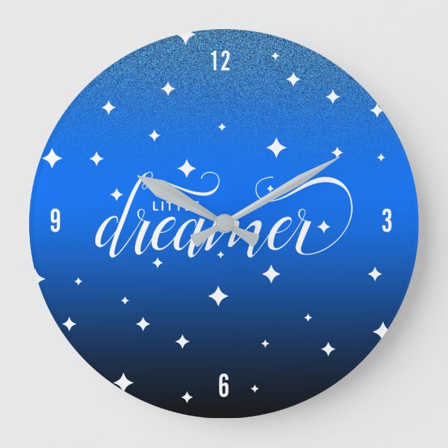 Reloj Redondo Grande Cute Ombre Midnight Blue Starry Little Dreamer (Anverso)