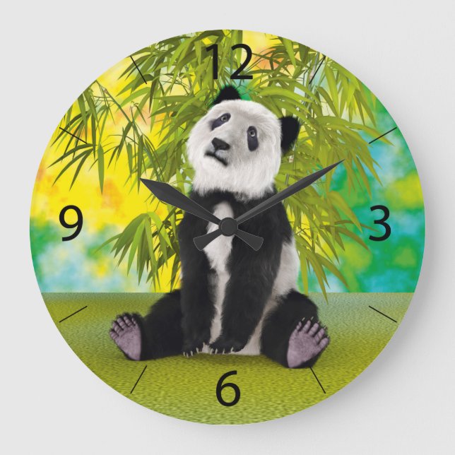 Reloj Redondo Grande Cute Panda Bear Kawaii Animal Lover Perfecto Regal (Anverso)