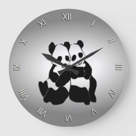 Reloj Redondo Grande Cute Panda Bears