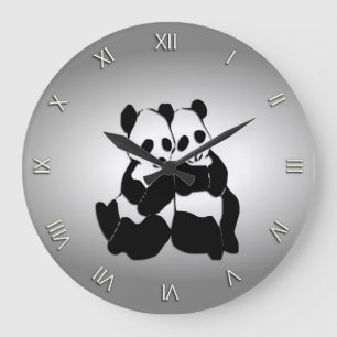 Reloj Redondo Grande Cute Panda Bears