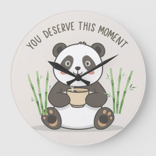 Reloj Redondo Grande Cute Panda Mug (Anverso)