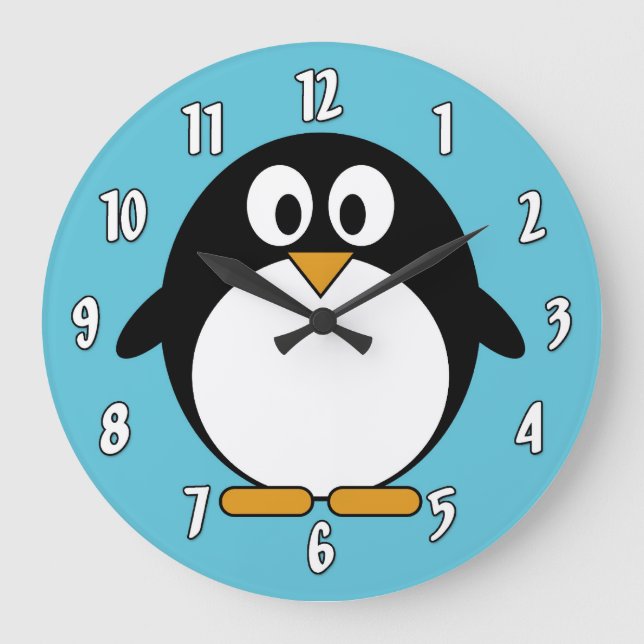 Reloj Redondo Grande Cute Personalizado Penguin (Anverso)