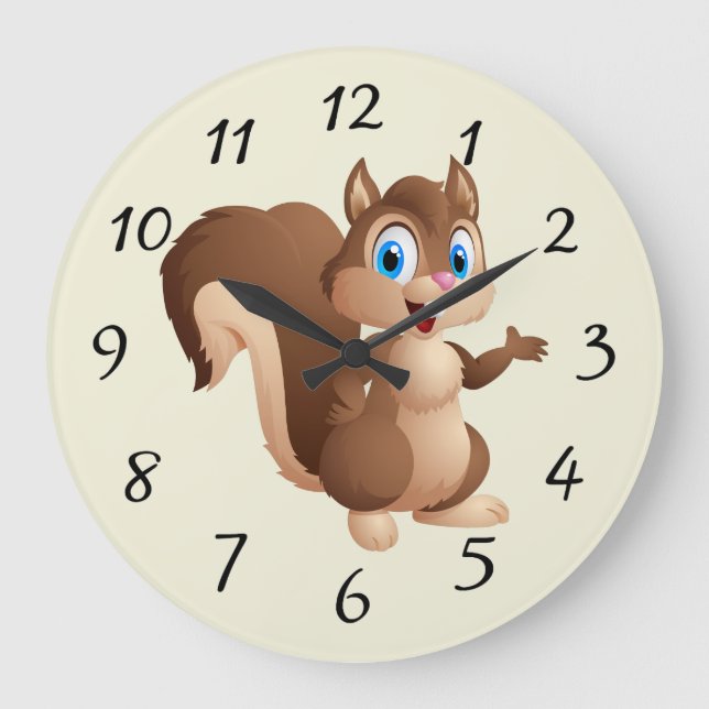 Reloj Redondo Grande Cute personalizado Squirrel (Anverso)