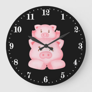 Reloj Redondo Grande cute pig animal lovers