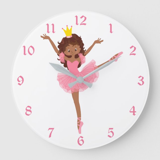 Reloj Redondo Grande Cute Pink Ballerina Kids (Anverso)
