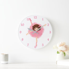 Reloj Redondo Grande Cute Pink Ballerina Kids