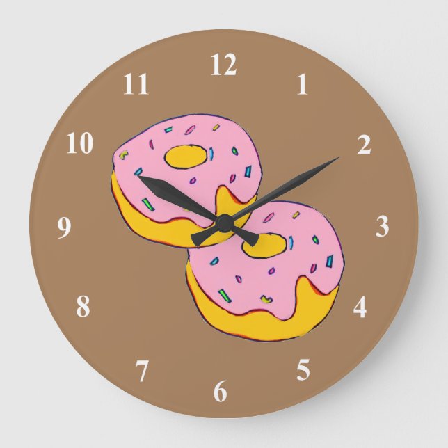 Reloj Redondo Grande Cute pink icing doughnuts sweet dessert art (Anverso)