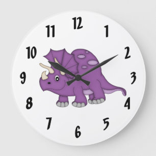 Reloj Redondo Grande Cute Purple Dinosaur Kid's wall-clock/Medium