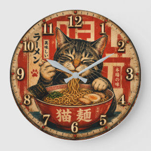 Reloj Redondo Grande Cute Ramen Cat
