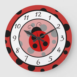 Reloj Redondo Grande Cute Red Ladybug Clock