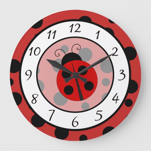 Reloj Redondo Grande Cute Red Ladybug Clock (Anverso)