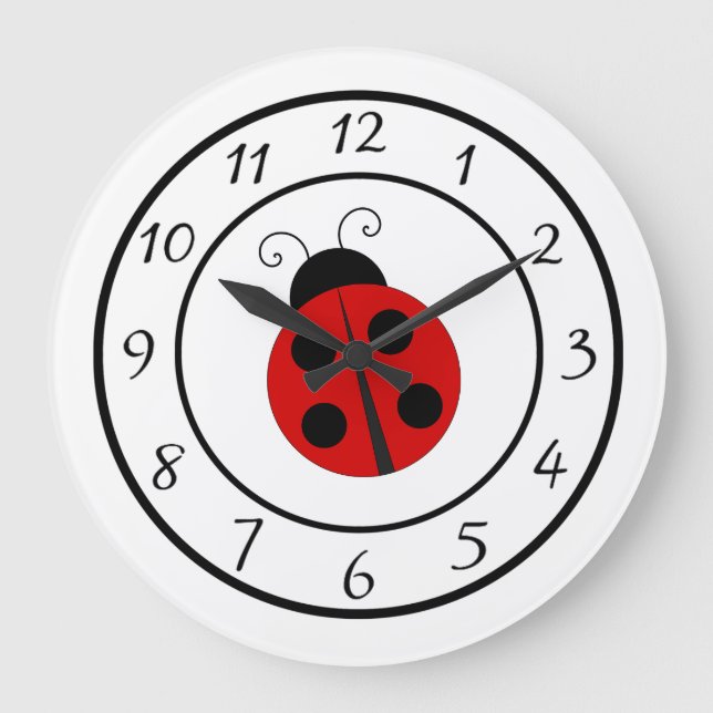 Reloj Redondo Grande Cute Red Ladybug Clock (Anverso)