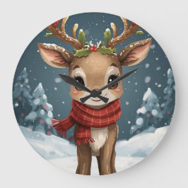 Reloj Redondo Grande Cute reindeer christmas  kids bedroom