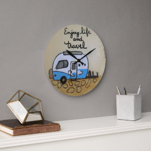 Reloj Redondo Grande Cute Remolque de Viaje