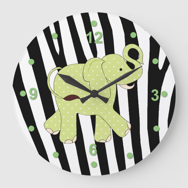 Reloj Redondo Grande Cute Safari Elephant Wall Clock (Anverso)