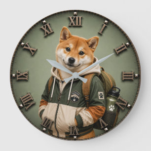 Reloj Redondo Grande Cute Shiba Inu Puppy