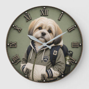Reloj Redondo Grande Cute Shih Tzu Puppy