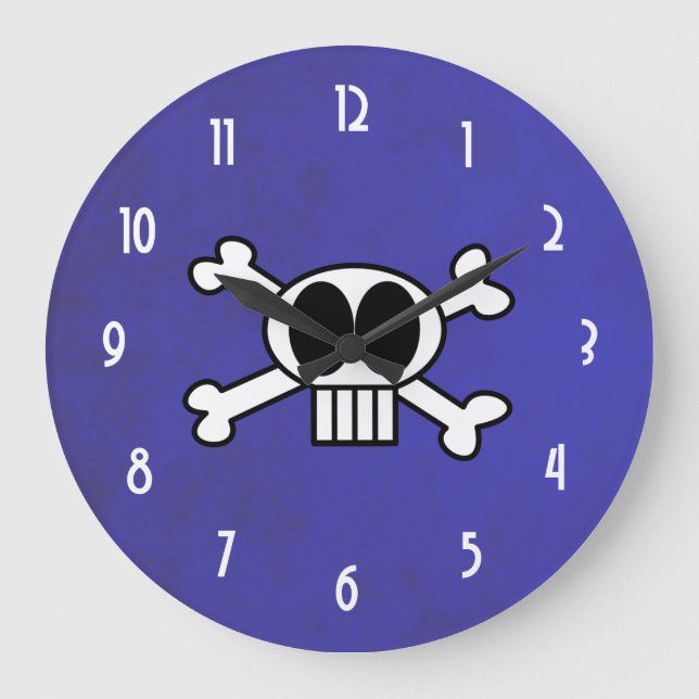 Reloj Redondo Grande Cute Skull and Crossbones with Big Black Eyes (Anverso)