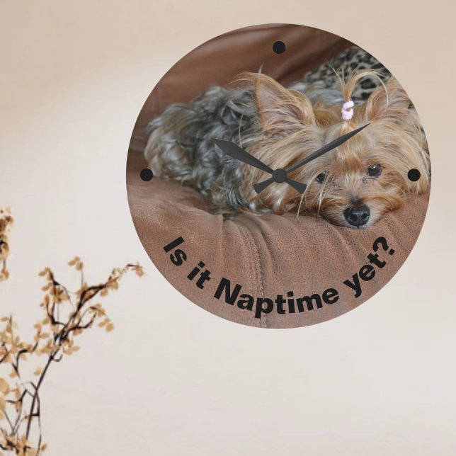 Reloj Redondo Grande Cute Sleepy Yorkshire Terrier (Subido por el creador)