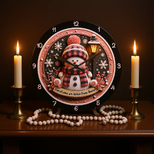 Reloj Redondo Grande Cute Snowman en invierno