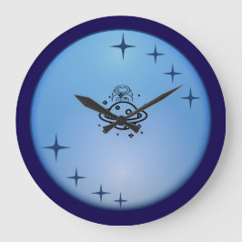 Reloj Redondo Grande Cute Space Astronaut Wall Clock – Blue Galaxy Star