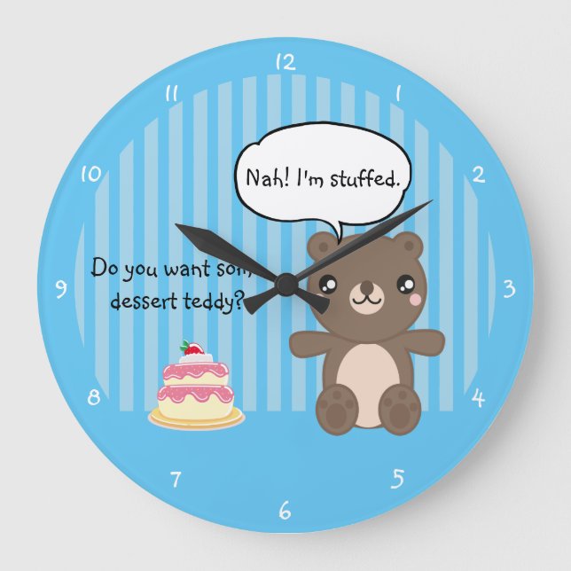 Reloj Redondo Grande Cute Teddy Bear Kids Chiste gracioso (Anverso)