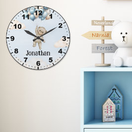 Reloj Redondo Grande Cute Teddy Bear with Balloons